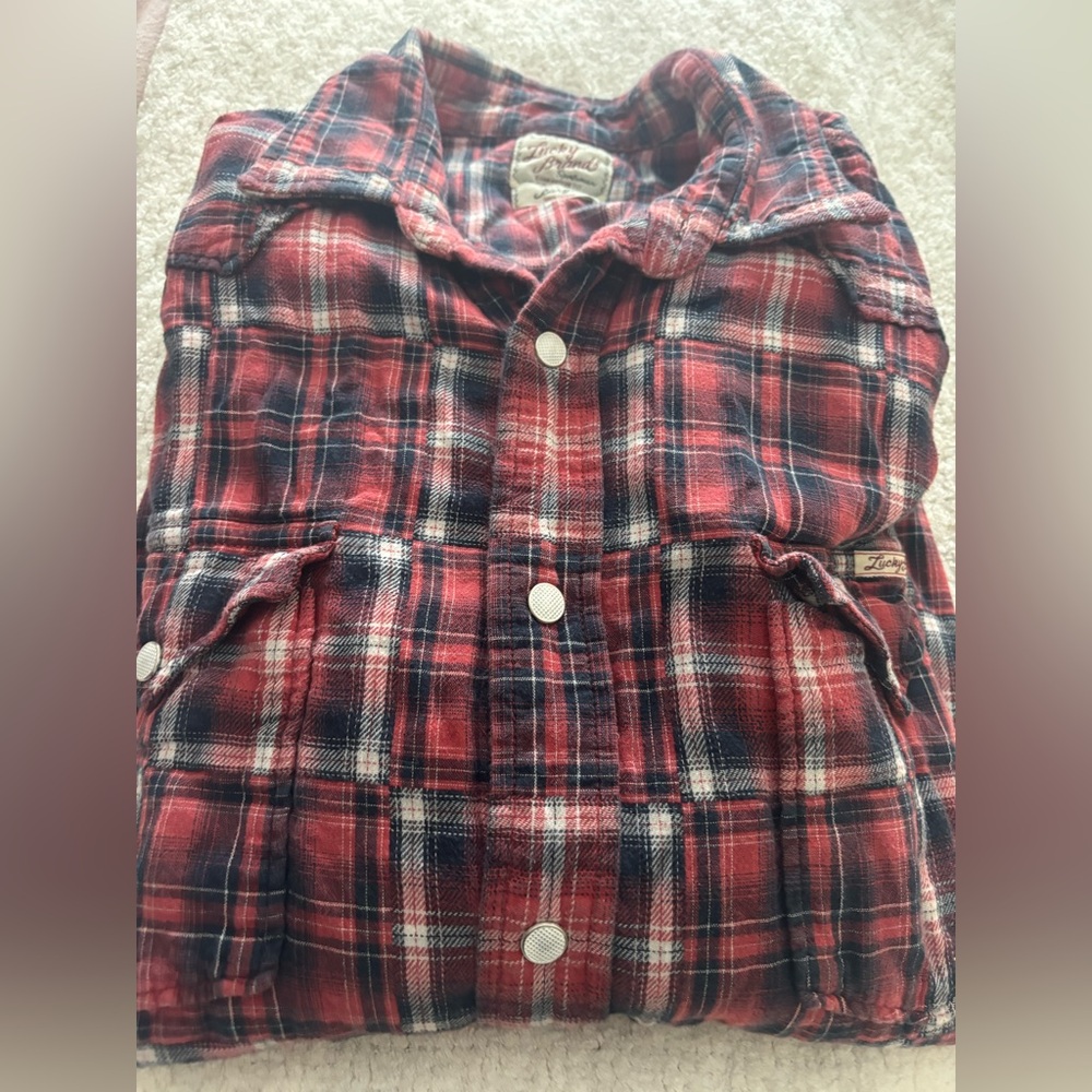Lucky Brand Red and Blue Plaid Shirt
